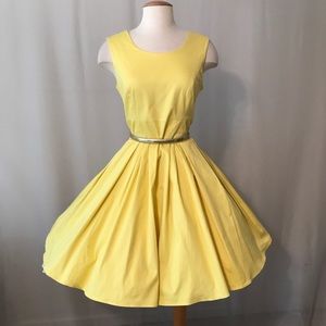 Vintage-Inspired Lemon Yellow 🍋 Fit & Flare Dress